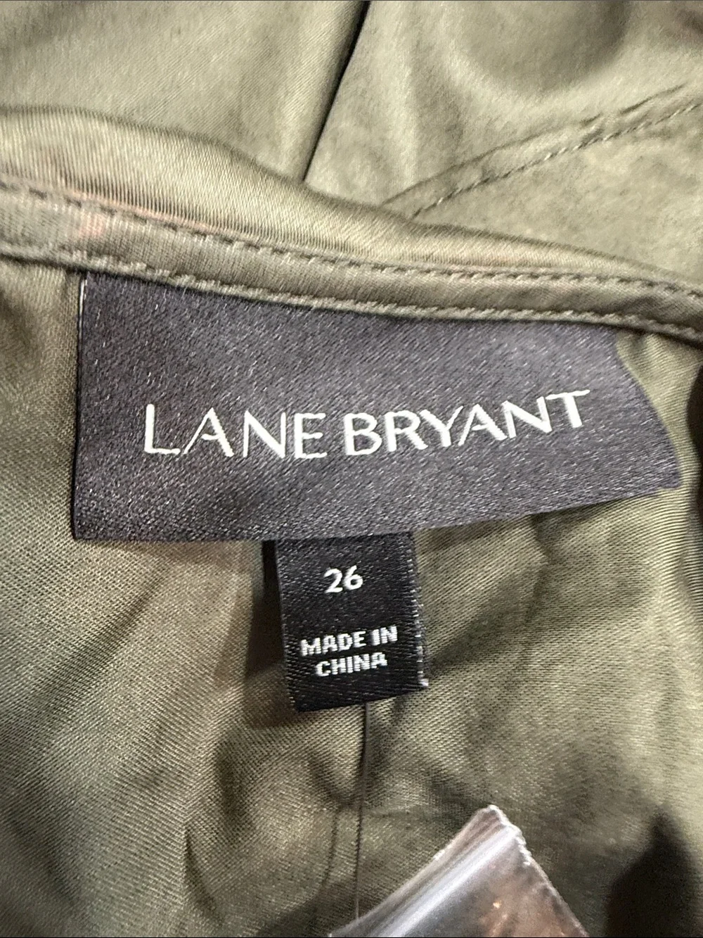 Lane Bryant Olive Green Ruffle Faux Wrap Dress from 2017